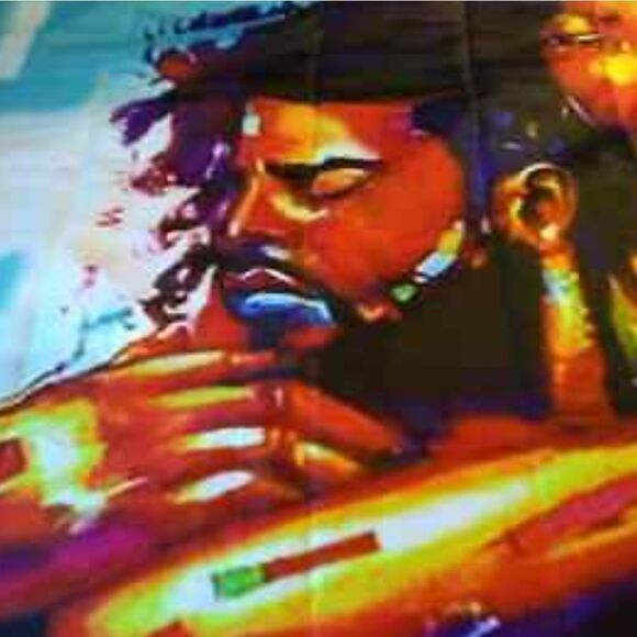 NWOT Digital Afrocentric Man and Woman Shower Curtain 72X72 - Picture 2 of 6